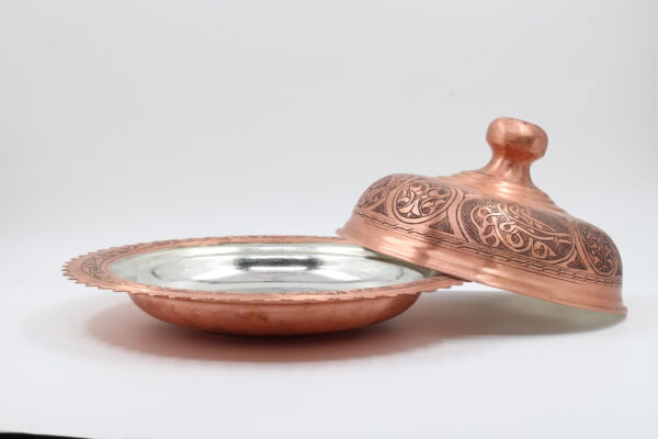 40 cm Kalem İşi Dövme Bakır Sahan